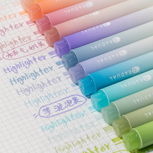 集物社荧光笔学生用浅色粗头标记划记号彩色手帐莹光笔