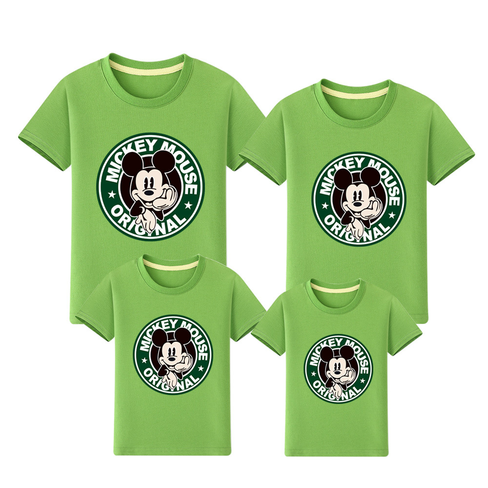 亲子装夏天短袖t恤爸爸妈妈孩子卡通印花半袖t恤文化衫一家三四口