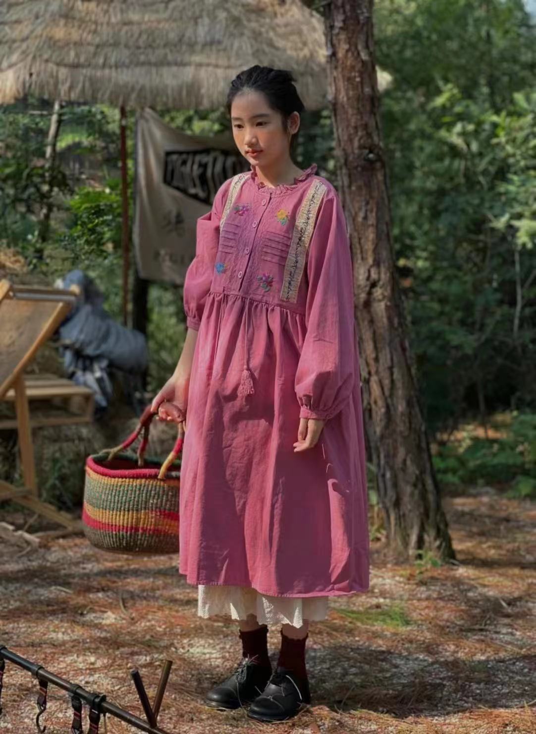 0成交8件2022夏季熊姑娘30127新款女装时尚甜美撞色拼接木耳泡泡袖