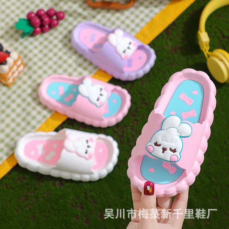 Anti-Slip Anti-Collision Thick Bottom Cartoon Little Bunny Toddler Children Teens Women's Parent-Child Sandals V08 +1