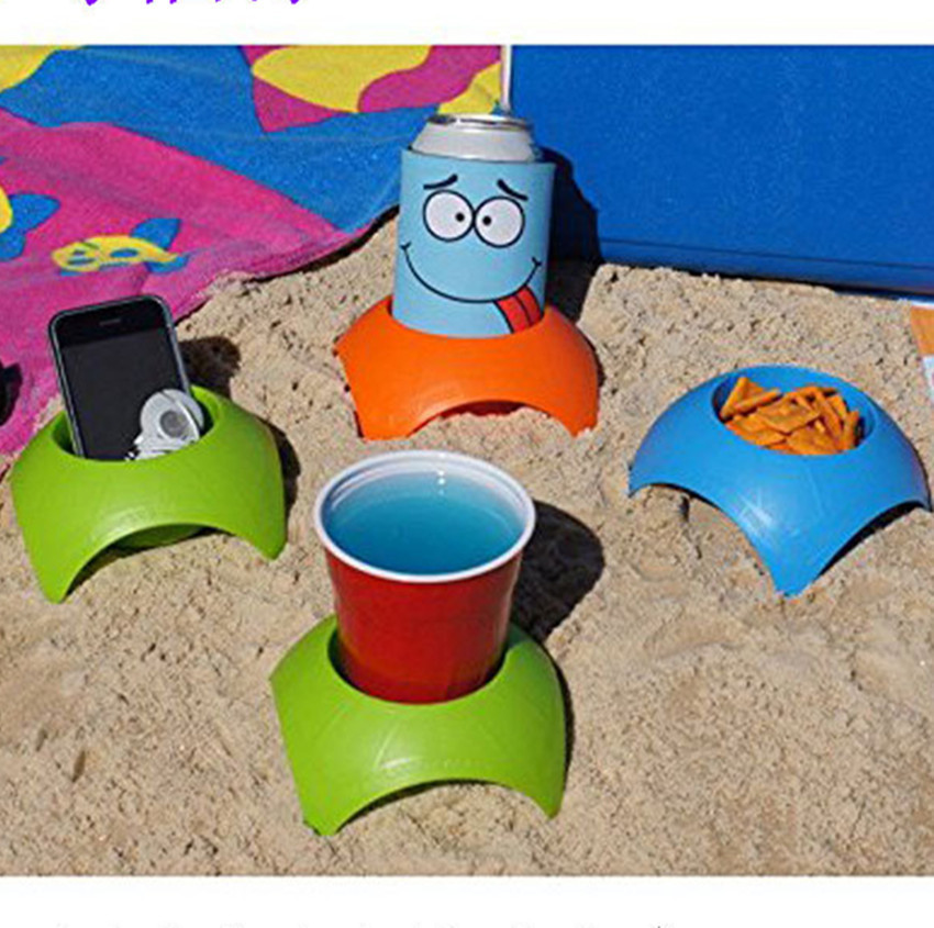 Beach Holder Plastic Beach Cup Saucer Beach Storage Tools Plastic Cup Outdoor Seaside Camping