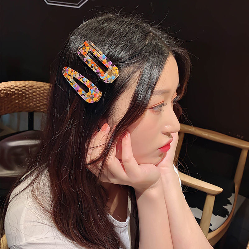 ins网红泫雅风同款彩色果冻混色发夹女少女边夹 简约可爱刘海夹子