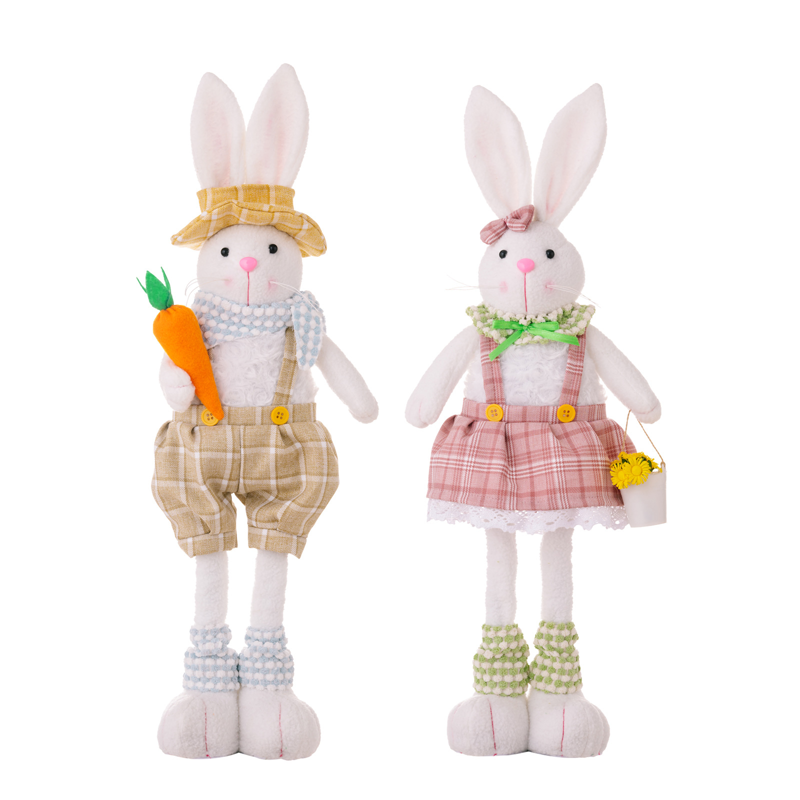 Easter Decorations Standing Rabbit Decoration Retractable Doll Arrangement Children's Gift Cute Rabbit Doll