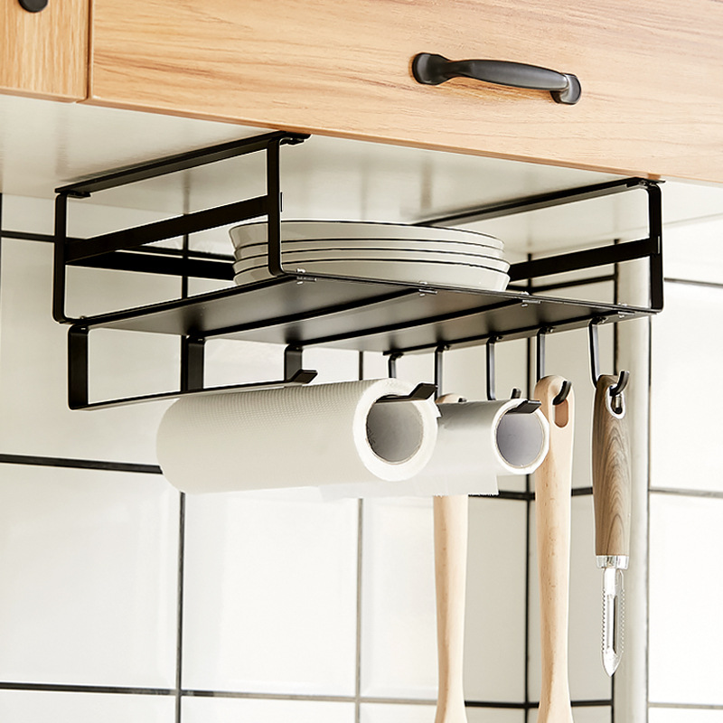 橱柜置物架厨房家用挂篮悬挂吊柜下隔板收纳架子多功能碗碟整理架