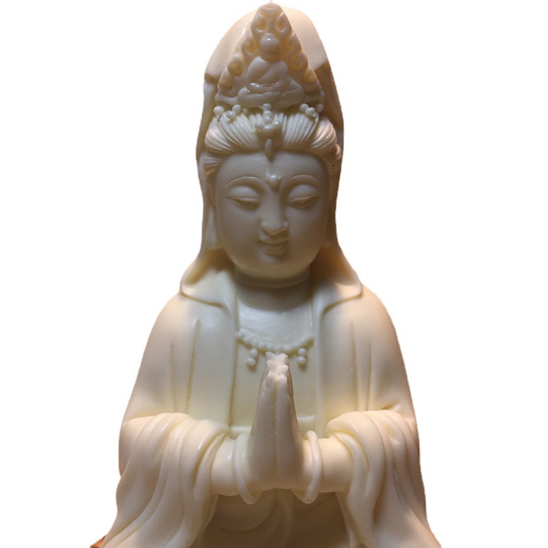 象牙果雕刻坐禅合手观音菩萨摆件菩提籽椰子木工艺品摆件 礼盒装