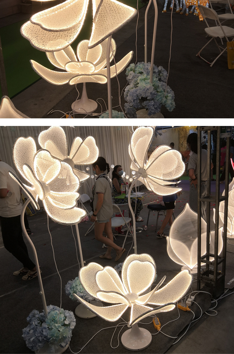 婚庆新款路引灯 发光牡丹花路引灯光花瓣背景屏风迎宾区路引摆件