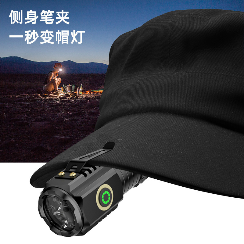 Outdoor Strong Light Three-Eye Flashlight Super Bright Mini-Portable Small Flashlight Outdoor Waterproof Multifunctional Cap Lamp