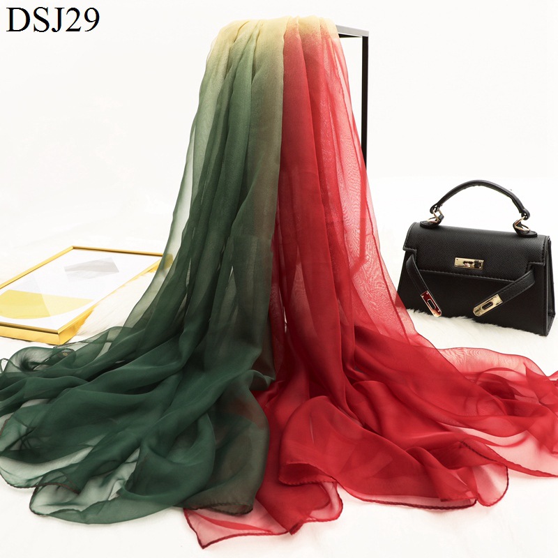 Gradient Color Large Size Scarf Autumn 2023 New Silk Scarf Women's Sunscreen Shawl Beach Towel Winter Warm Scarf