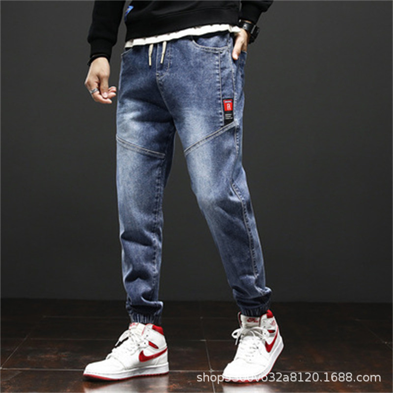 Foreign Trade Men's Denim Trousers Korean Casual Pants Cross-Border Export Loose Large Size Men's Jeans Live Supply