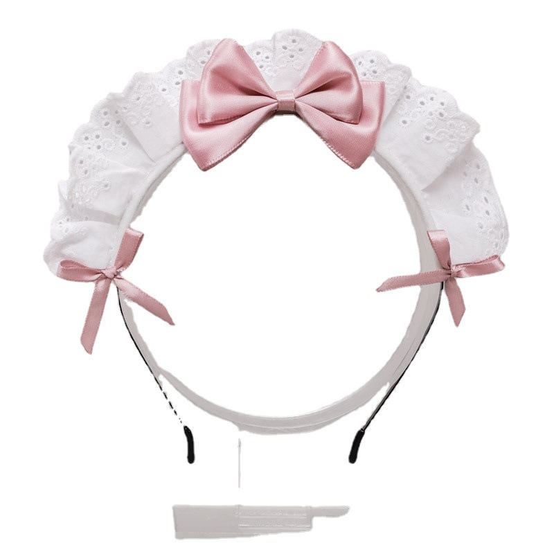 Cute Lace Bow Maid Headband Japanese Handmade Cos Props Comic Show Dress up Headband Lolita Headdress