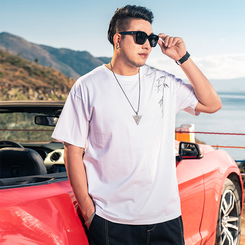 大码男装短袖t恤男士半袖夏季宽松体恤男加肥加大宽松上衣-阿里巴巴