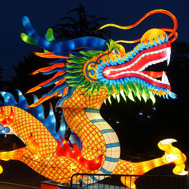 龙年春节花灯大型户外景区街道场景布置防水灯光造型龙头灯会灯笼
