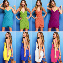 欧美跨境亚马逊速卖通外贸女装吊带沙滩裙罩女士连衣裙T多色可选