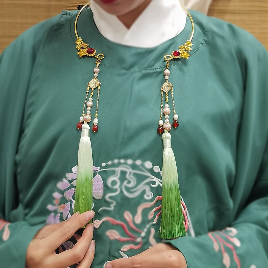 古风璎珞项圈女汉服配饰项链中式古装秀禾旗袍襦裙民族风长流苏