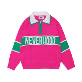 男装2021新品潮牌neverhood拼色毛衣男女情侣秋季针织衫外套学生