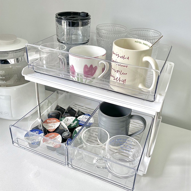 19n双层杯架收纳杯子置物架收纳架宿舍桌面放水杯马克杯陈列架杯