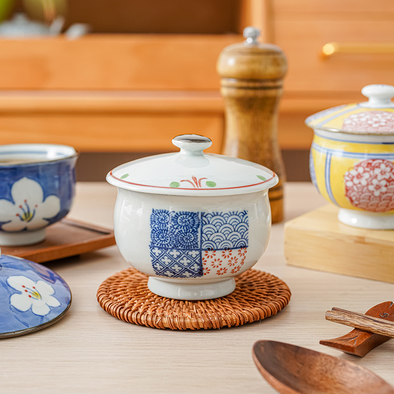 创意小奶盅高温手绘陶瓷小蛋盅釉下彩燕窝盅糖水盅儿童炖盅盖盅盅