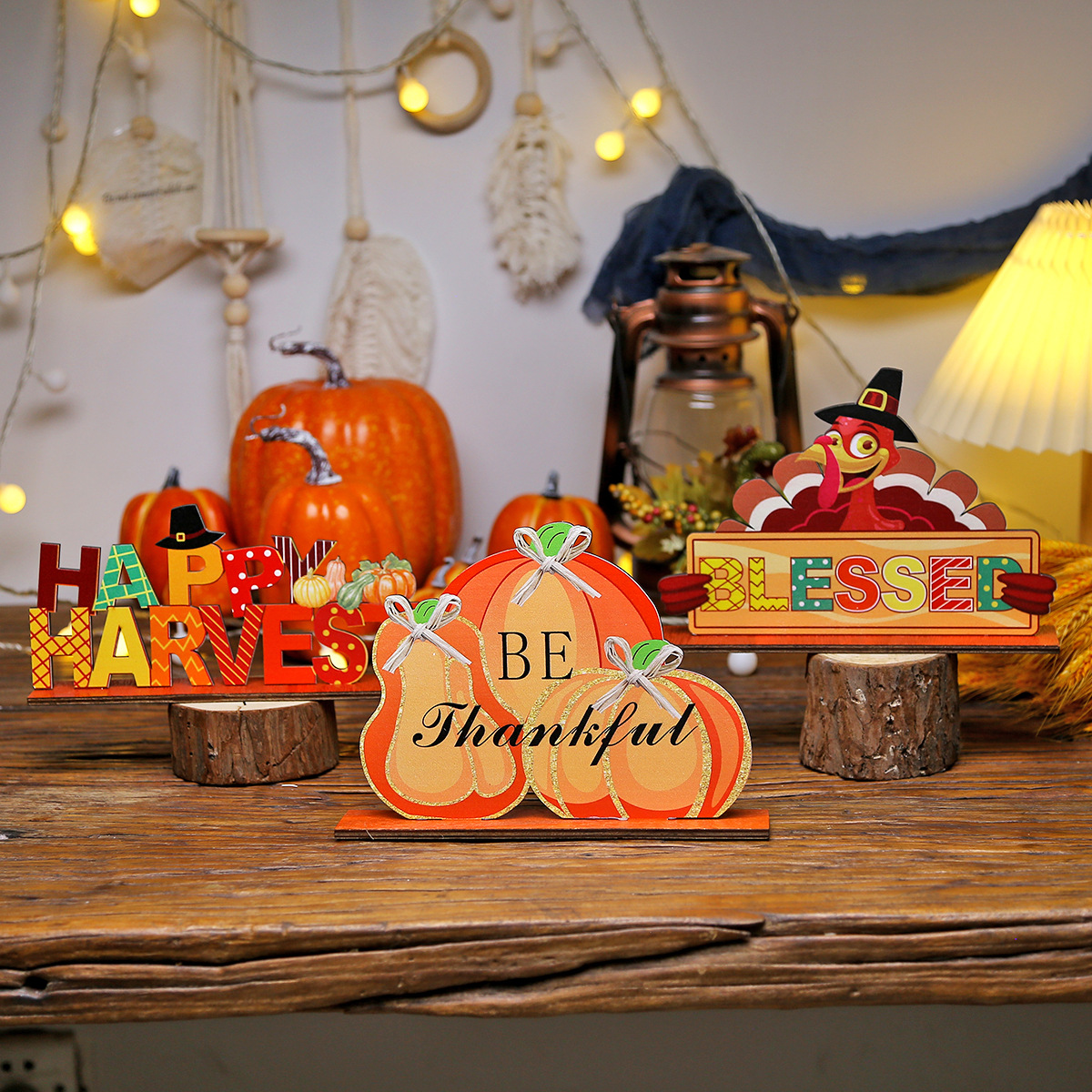 Cross-Border New Thanksgiving Scene Dress up Props Harvest Festival Letters Wooden Decoration Party Home Dress up Wholesale