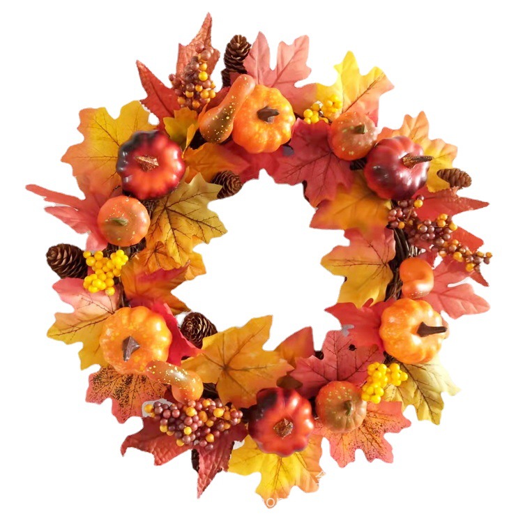 DSEN Cross-Border E-Commerce Manufacturers Supply Thanksgiving Harvest Halloween Supply Autumn Maple Leaf Pumpkin Vine Ring Garland DIY