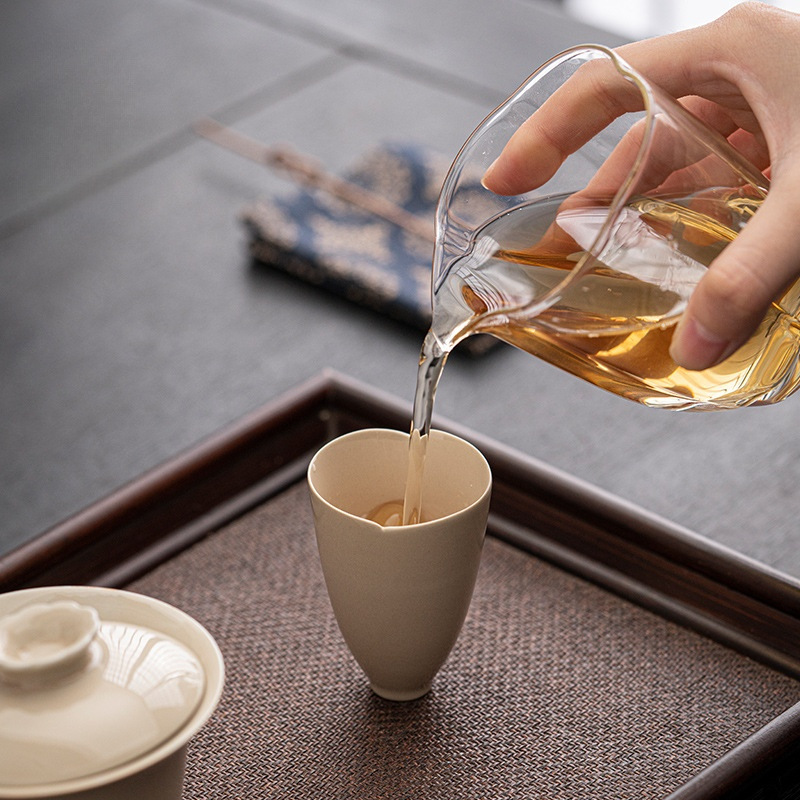 泡茶杯草木灰陶瓷小茶杯主人杯功夫茶具家用防烫品茗杯单杯闻香杯