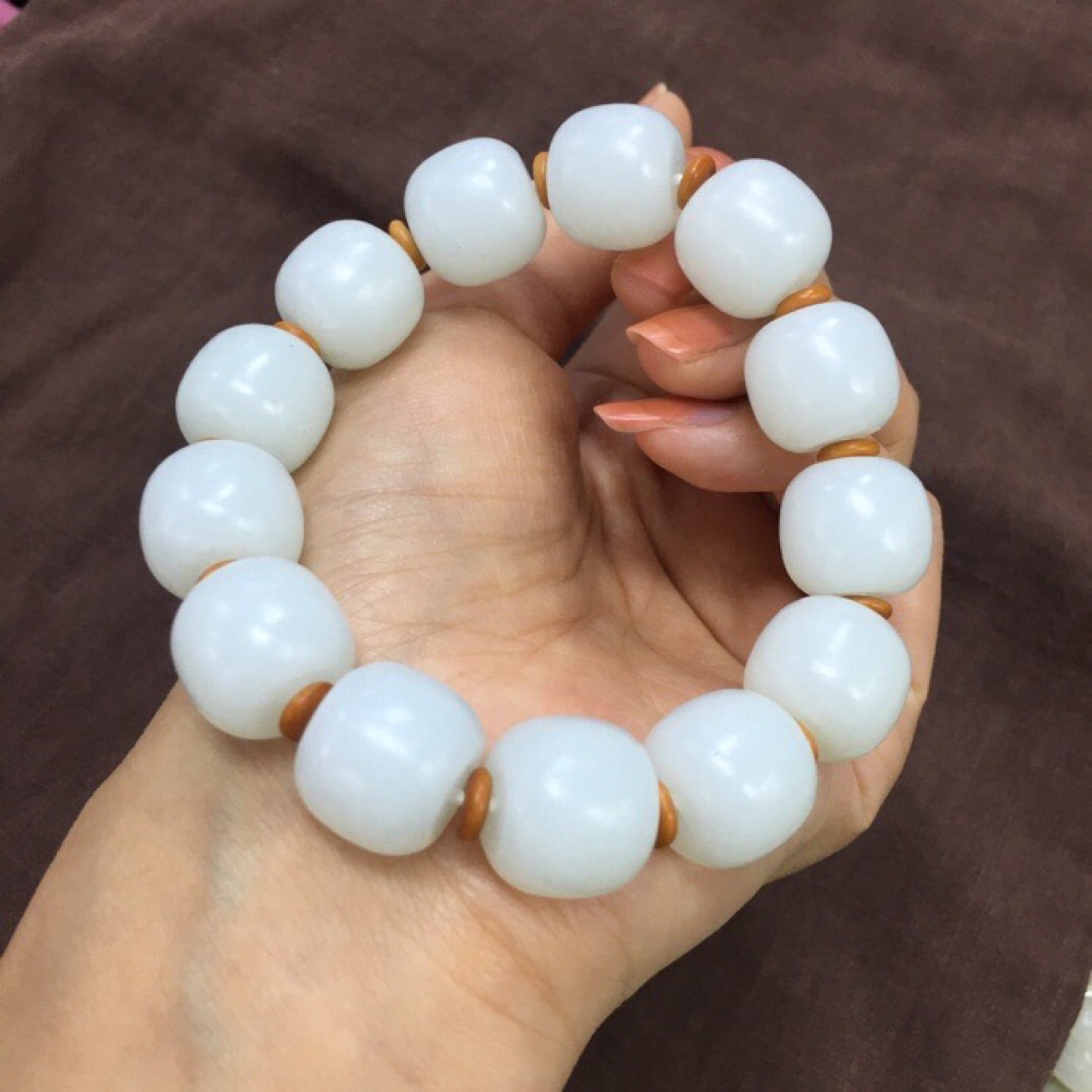 新疆和田玉黑山料羊脂玉老型珠玉石手串素雅简洁带证书终生保u