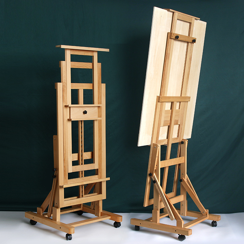 榉木制专业实木落地大画架美术生专用可调节国画油画作品展示架子