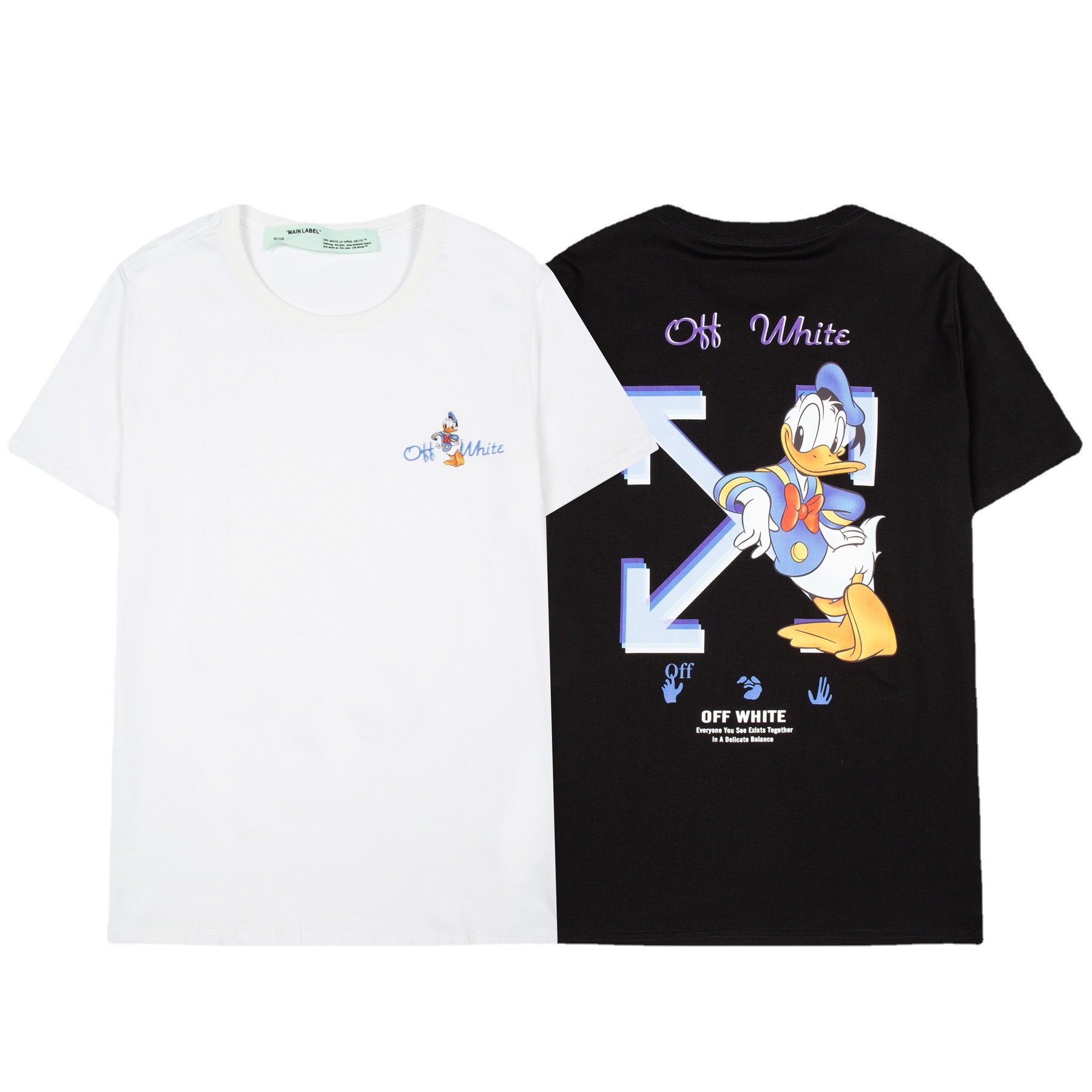 2021夏季新款ow唐老鸭off箭头组合印花短袖男女同款t恤一件代发