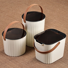 新款奶油黄茶水桶功夫茶具配件茶渣垃圾桶排水桶大号废水桶