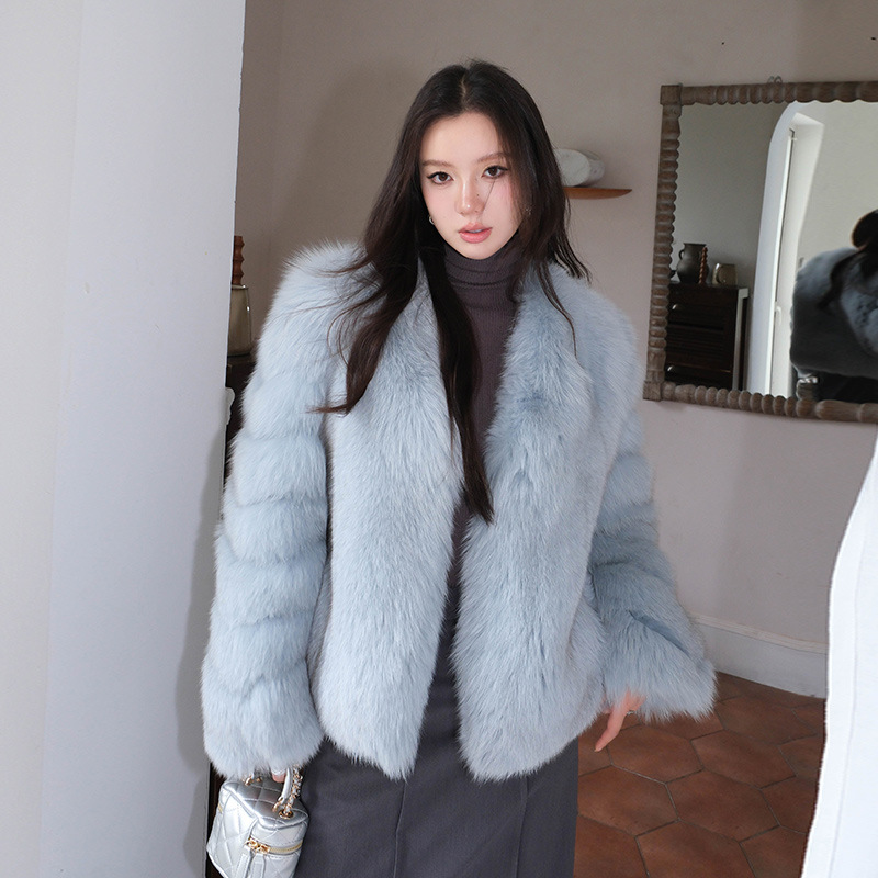 芬兰进口saga整皮狐狸毛皮草外套女短款2023秋冬年轻款毛毛大衣爆