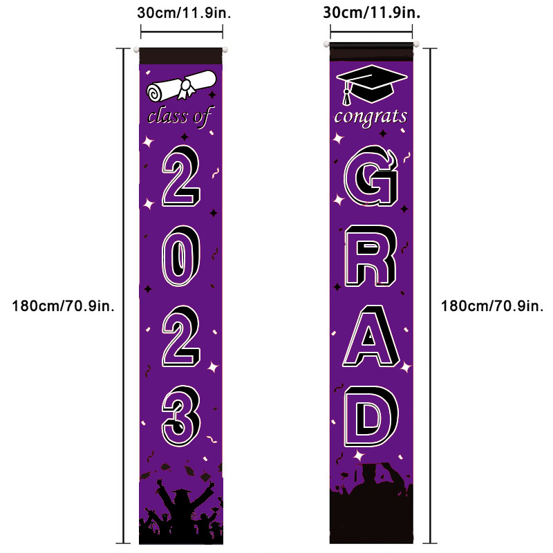 2023 Cross-Border New Arrival Graduation Season Banner Couplet Indoor and Outdoor Porch Hanging Party Supplies Flag Customization