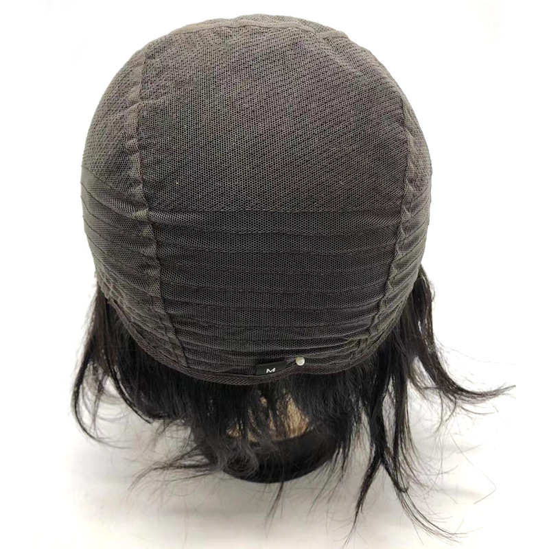 毛胚假发头套咖网九分头递针旋逼真半头补发盖白手钩真发补发