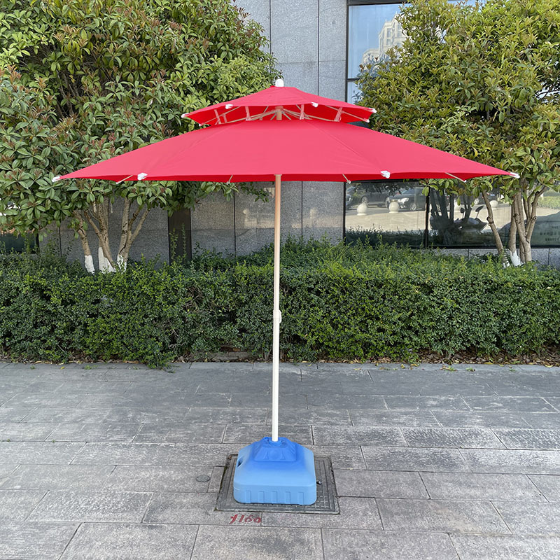 Double Layer Patio Umbrella Outdoor Sun Umbrella Sunshade Big Umbrella Advertising 2.4M UV Protection Beach Umbrella Coffee Shop Outdoor