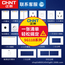 正泰开关插座 5G白118型面板组装模块家用暗装十二孔六孔九孔20孔