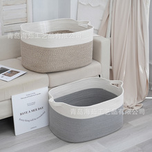 简约棉绳收纳篮家居用品收纳桶洗衣间脏衣服收纳篮杂物储存篮批发