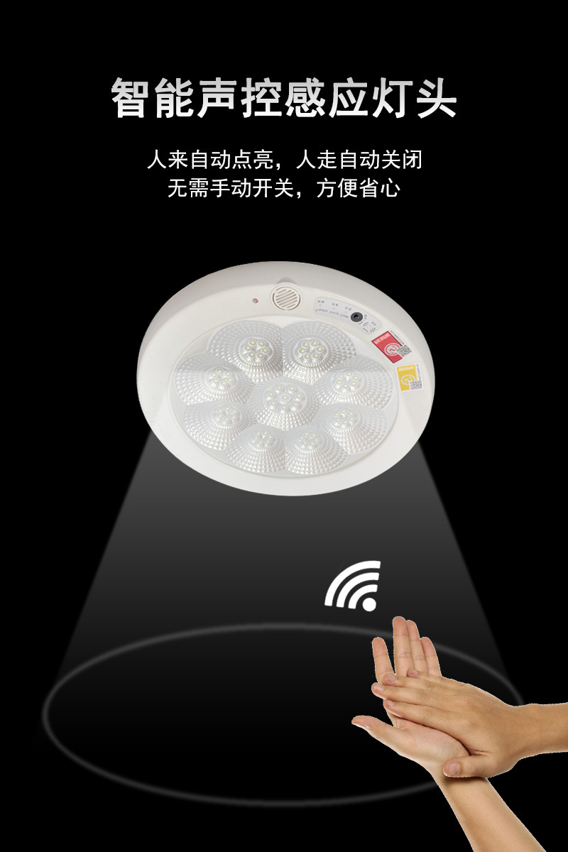 消防应急感应吸顶灯楼道声光控灯红外人体感应过道灯梅花款led灯