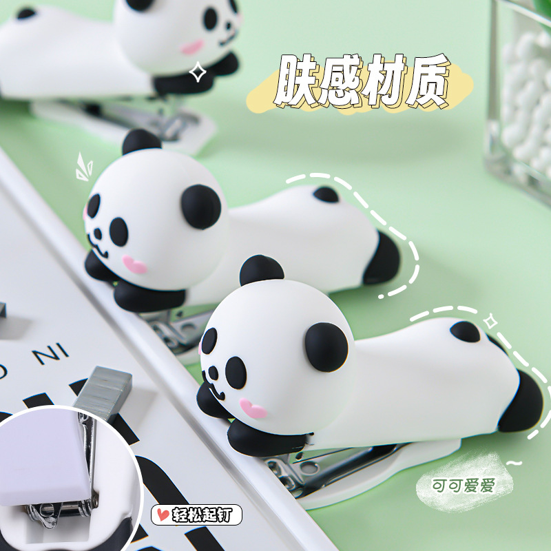 Baby Panda Stapler Cute Cartoon Shape Creative Bookbinding Machine Student Stationery Easy Portable Stapler