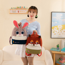 卡通狐狸和兔子毛绒双肩包大容量背包玩偶2024新款可爱少女心背包