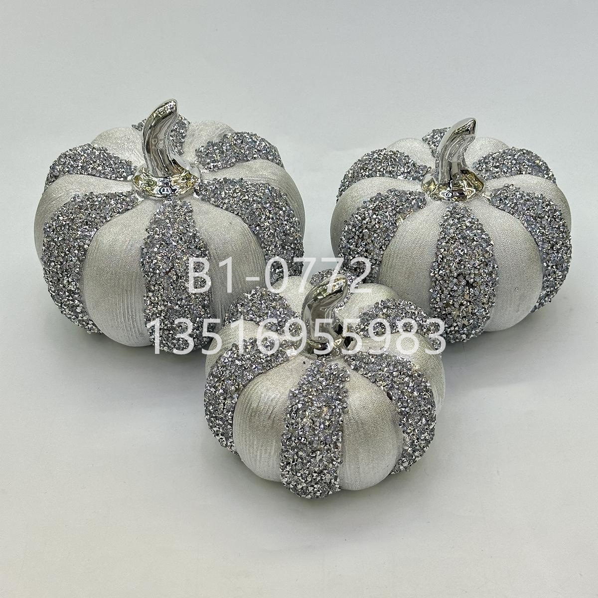 high-end light luxury silver ceramic ornaments fruit silver pumpkin decorations set ceramic crafts home furnishings