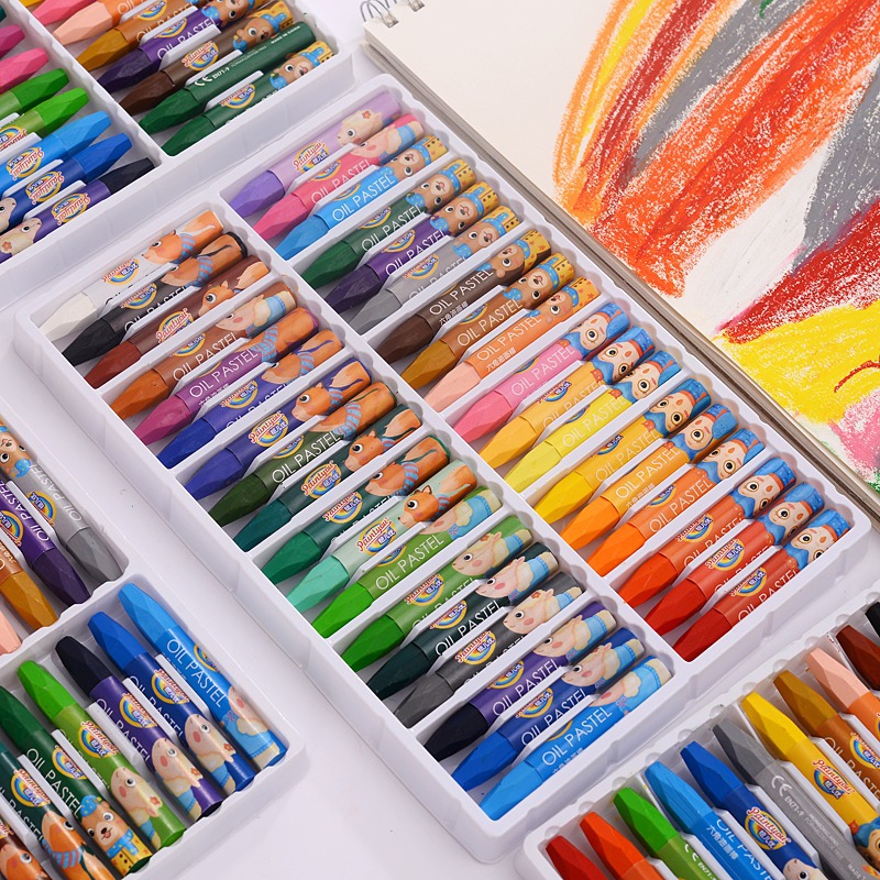 儿童可水洗油画棒蜡笔绘画套装文具12 24 36色学生画笔蜡棒笔彩铅