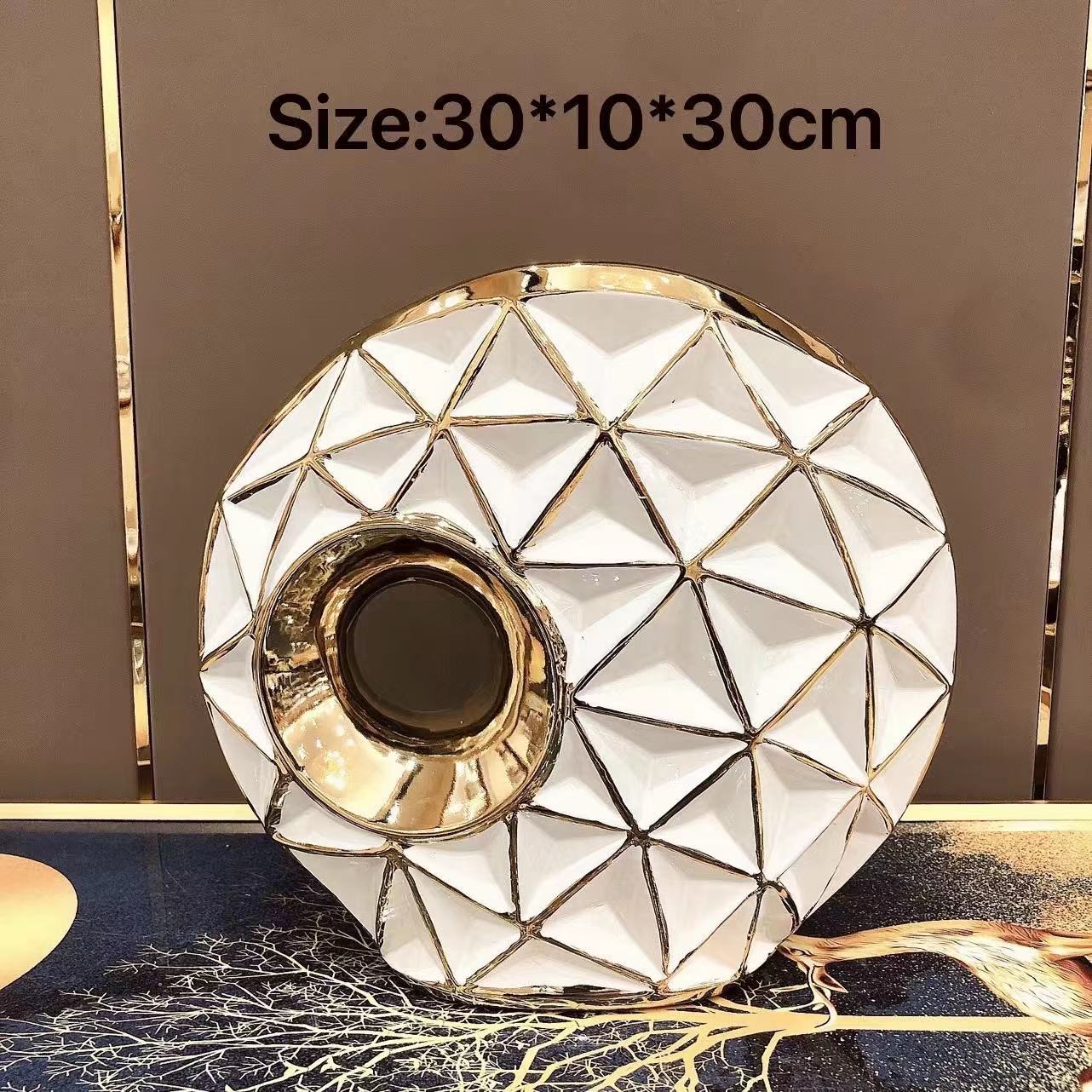 Factory Direct European-Style Electroplated Gold Ceramic Vase Model Room Hotel Living Room Light Luxury Crafts Ornaments