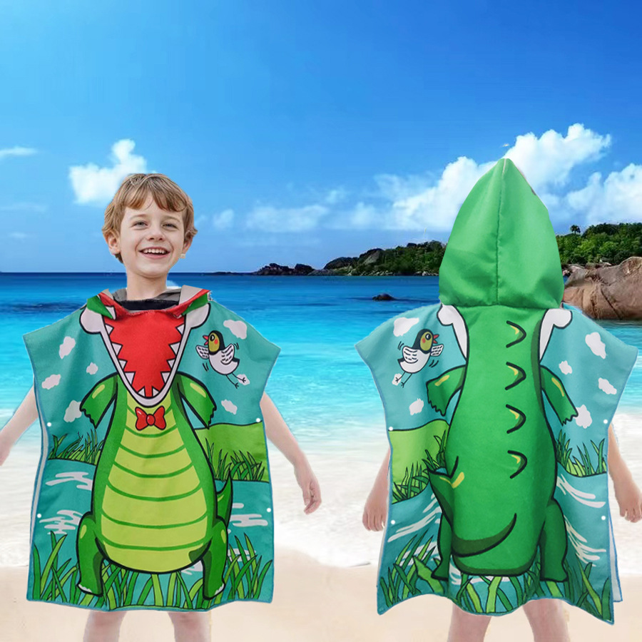 厂家批发儿童浴巾浴袍披风斗篷浴巾沙滩巾速干宝宝斗篷带帽浴袍