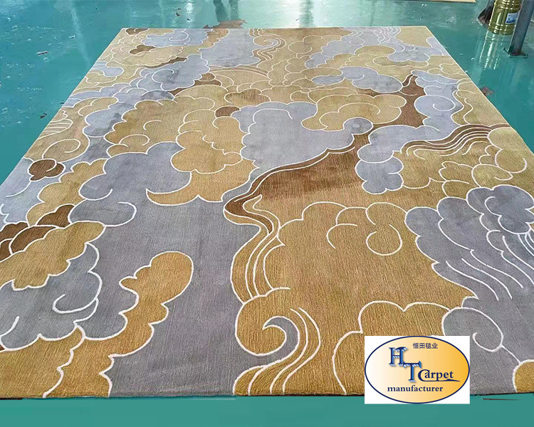 新中式禅意祥云水墨画新西兰进口羊毛客厅卧室满铺会议室满铺地毯