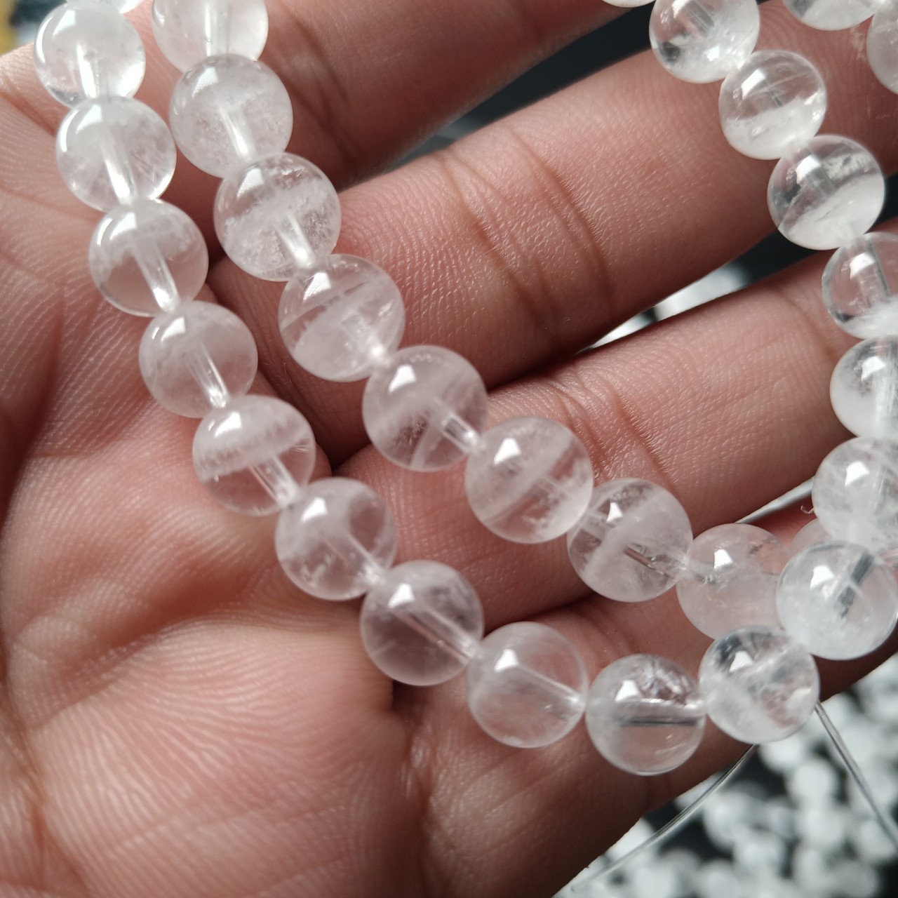 巴西正品天然白兔毛水晶手链西瓜聚宝盆白幽灵白发手串招财转运女