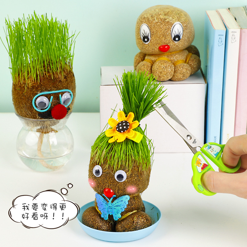 Big Eye Toothed Burclover Doll Creative Small Green Plant Indoor Potted Plant Kindergarten Children Hand Planting Small Gift