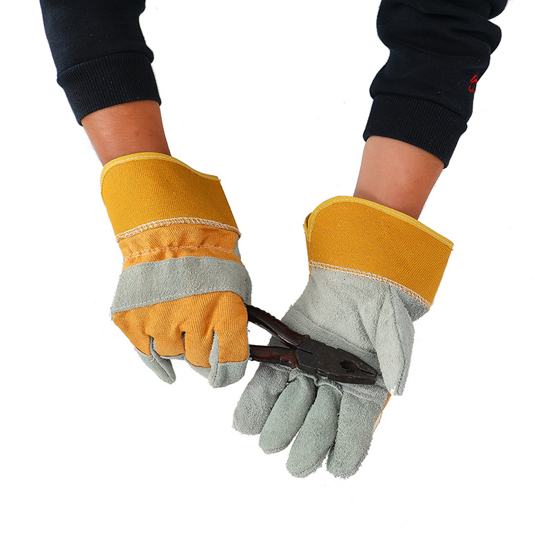 Wholesale Welder Welding Work Cowhide Gloves Flame Retardant High Temperature Resistant Wear-Resistant Non-Slip Anti-Cutting Welder Work Gloves