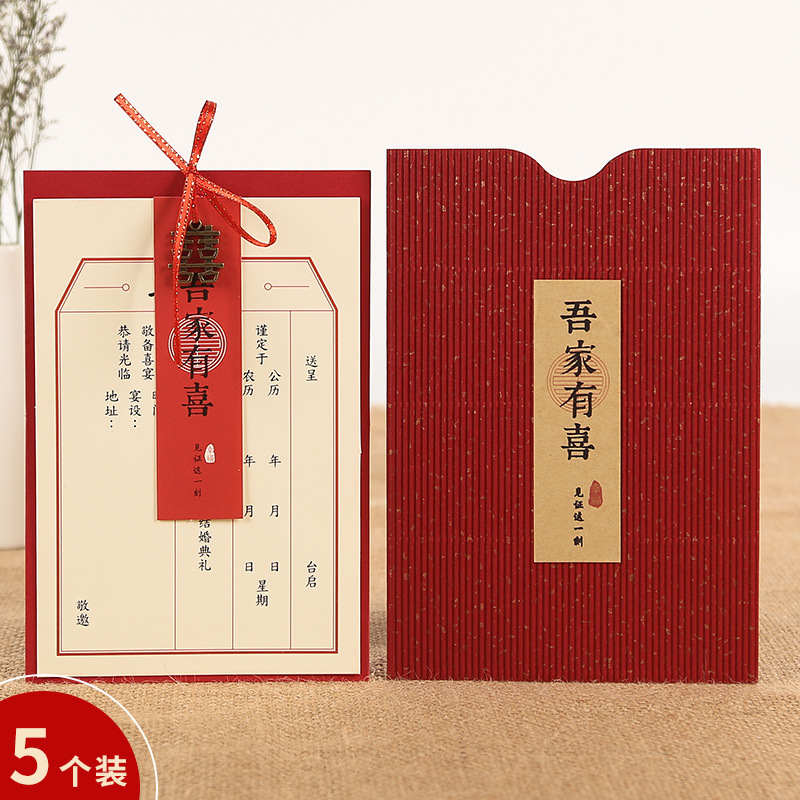 请帖结婚2020婚礼请柬喜帖创意网红风个性复古答谢回门邀请函