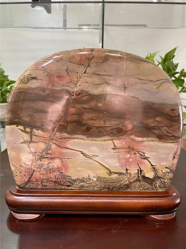 红石头天然奇石草花石小摆件乔迁礼品风水靠山石画面石精品05036