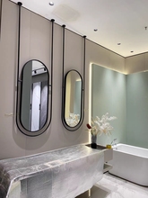 4H酒店天花板吊杆镜悬空椭圆卫生间镜子镜化妆镜卫生间厕所镜智能