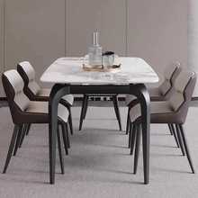 岩板伸缩餐桌椅组合轻奢现代简约家用大小户型方圆两用圆形吃饭桌