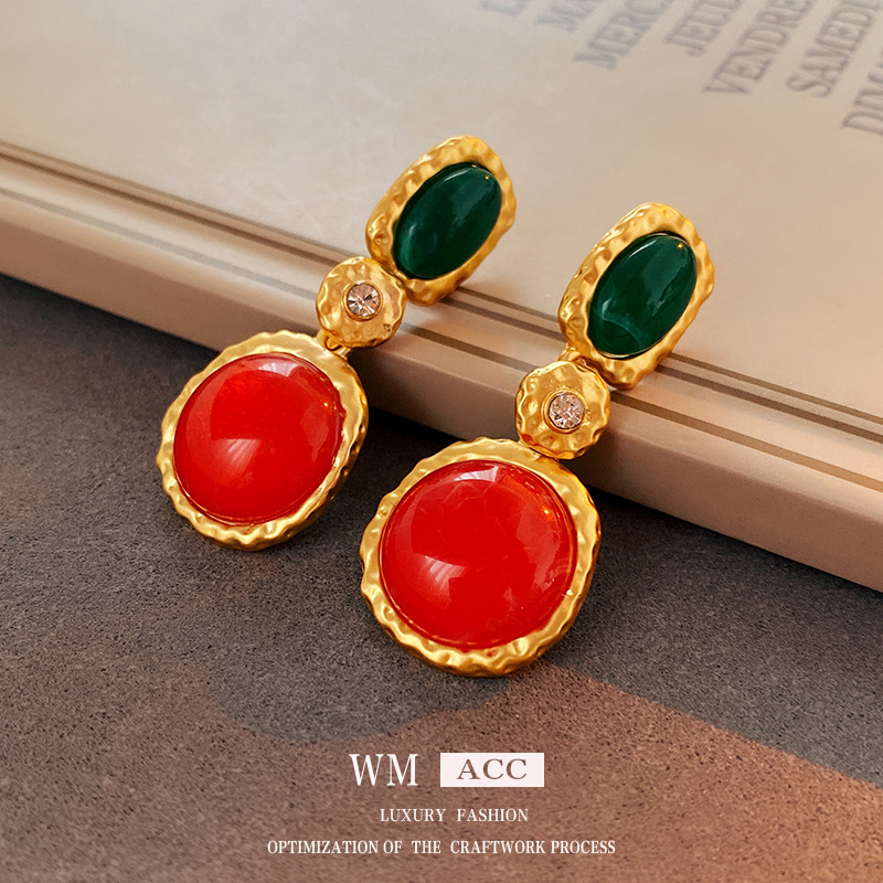 Mid-Ancient Vintage Earrings Light Luxury High-Grade Versatile Earrings Niche Retro Ornament Factory Wholesale Customization